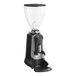 A black and silver HeyCafe commercial coffee grinder.