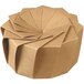 A large brown Solia cardboard origami bowl with a spiral design.