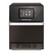 A black and silver rectangular Merrychef conneX16 high-speed oven with a screen showing white lines and icons.