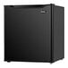 A black Danby reach-in refrigerator with the door open.