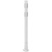 A white pole with silver accents and two white reflective bands.