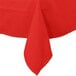 A red rectangular table cover with a folded edge.