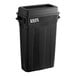 A black Lavex Pro rectangular trash can with the lid open.