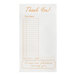 A tan and white guest check pad with note space, beverage lines, and a bottom guest receipt section.