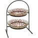 A Rosseto Kalderon 2 Level Round Display Stand with glass bowls filled with red branches.