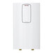 A white rectangular Stiebel Eltron tankless water heater with a rectangular window.