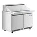 A large stainless steel Avantco refrigerator with two doors and a top.
