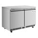 An Avantco stainless steel undercounter freezer with two doors.