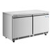 A stainless steel Avantco VersaHub undercounter freezer with two doors.