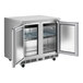 A stainless steel Avantco undercounter freezer with two doors.