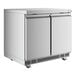 An Avantco stainless steel undercounter freezer with two doors.