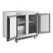 An Avantco stainless steel undercounter freezer with two doors open.