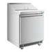 An Avantco stainless steel refrigerator with a cutting top lid open.