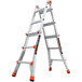 A Little Giant aluminum articulated extendable ladder with orange handles.