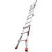 A Little Giant aluminum articulated extendable ladder with orange handles.