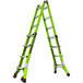 A green Little Giant Dark Horse 2.0 ladder with silver wheels.