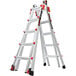 A Little Giant aluminum articulated extendable ladder with orange handles.