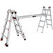 A Little Giant aluminum ladder plank with red and white accents and two orange handles.