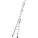 A Little Giant aluminum extendable ladder with red and white accents and orange handles.