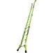 A green Little Giant ladder with black handles and black text.