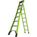 A green Little Giant King Kombo ladder with black handles and two steps.