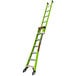 A green Little Giant King Kombo ladder with a black handle.