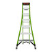 A green fiberglass combination ladder with wide steps and a sturdy base, designed for multiple configurations and heavy-duty use.