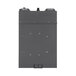A grey rectangular metal box with two black buttons.