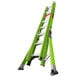 A green Little Giant HyperLite SumoStance extension ladder with black wheels.