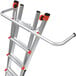 A Little Giant industrial ladder with orange handles and a silver base.