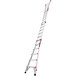 A white Little Giant aluminum ladder with red and white accents.