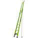A green Little Giant HyperLite fiberglass extension ladder with black accents.