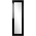 A long rectangular mirror with a black frame and white background.