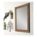 A BrandtWorks natural wood tone mirror with a plant reflected in it hanging on a wall.