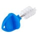 A blue plastic San Jamar beer tap plug with white bristles.