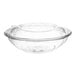 A clear plastic Choice salad bowl with a lid.