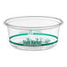 A clear Stalk Market plastic deli container with a green stripe.