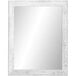 A BrandtWorks white rectangular mirror with a wooden frame.