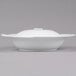 A CAC bright white porcelain pasta serving bowl with a lid.