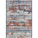 An Abani Casa Collection area rug with blue and orange geometric patterns.