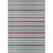 A close up of a purple Couristan Cape Brockton area rug with red, green, and blue stripes.