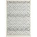 A close up of a gray and white geometric patterned Abani Cabo Collection area rug.