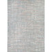 A close-up of a Couristan Cape Falmouth ivory and coral area rug with a blue and grey pattern.