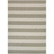 A tan and ivory striped Couristan area rug with a white border.