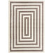 A rectangular beige and cream area rug with a square pattern.