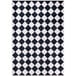 A cream and black Abani Parker Collection rug with a diamond checkered pattern.