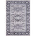 A close up of a gray and cream Abani Molana Collection area rug with a pattern of gray and black designs.