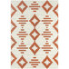 An orange and white Abani Casa Collection area rug with geometric designs.