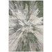 A green and grey Abani Atlas Collection area rug with a large abstract design.