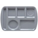 GET TL-151 French Blue Melamine 9 1/2 inch x 14 3/4 inch Left Hand 6 Compartment Tray - 12/Pack